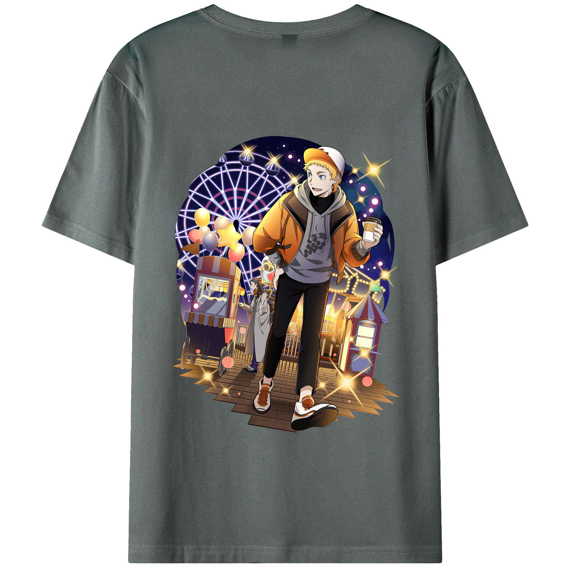 文豪ストレイドッグス Bungo Stray Dogs 綿100％ メンズ半袖Tシャツ（バックプリント） 通気性